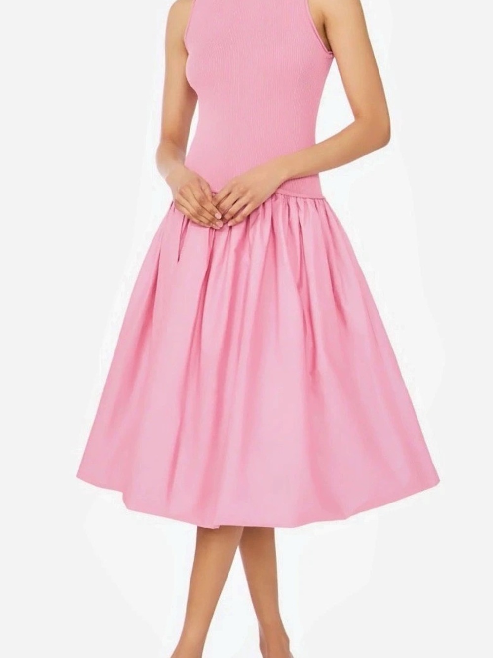 1.STATE Orchid Pink Mixed Media Ribbed Tank Midi Dress XS NWT